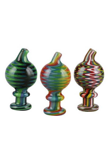 Assorted Trippy Worked Glass Carb Caps for Dab Rigs, 27mm Borosilicate, Front View