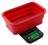 Truweigh Mini Crimson Collapsible Silicone Bowl Scale in red, precise 0.01g accuracy, front view