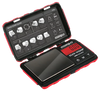 Truweigh Tuff-Weigh Mini Scale in red, open view showing digital display and instructions