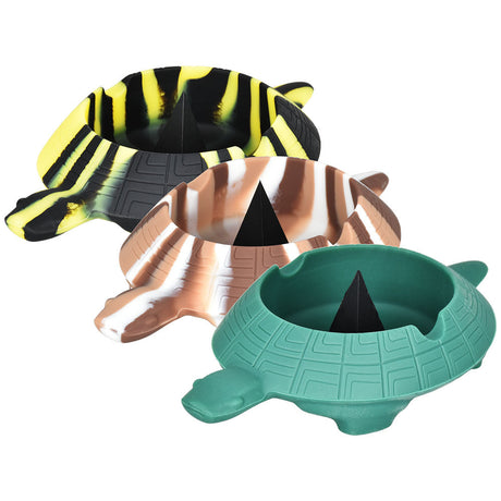 Colorful Turtle Shell Silicone Ashtrays in various colors, 6", heat-resistant, perfect for smokers