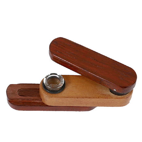 Twist-Out Lid Wood Pipe, 4.5" Large, Portable Design with Bottom Cleaning Slide - Top View