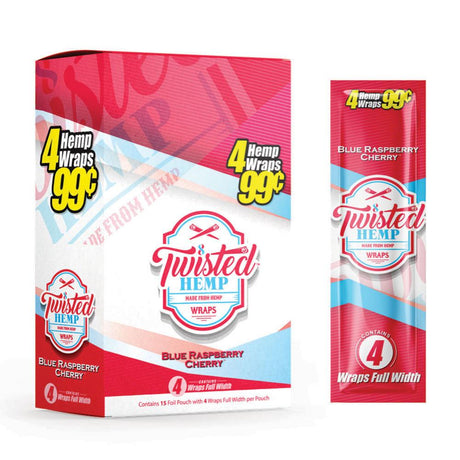Twisted Hemp Original Blunt Wraps in Blue Raspberry Cherry flavor, front view on white background