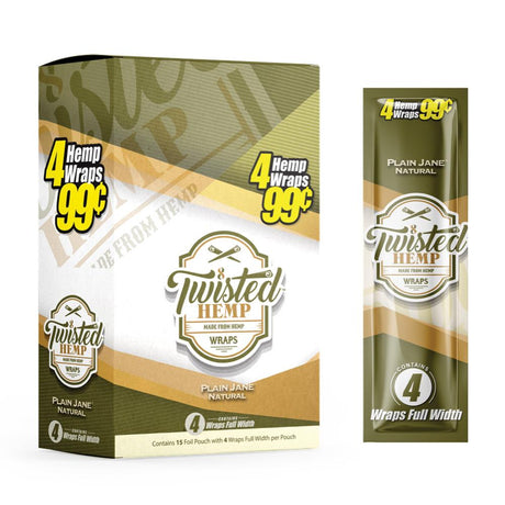 Twisted Hemp Original Blunt Wraps Plain Jane in front view, natural hemp rolling papers with flavor