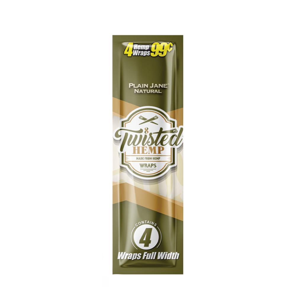 Twisted Hemp Original Blunt Wraps in Plain Jane Natural flavor, front view on white background