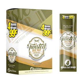 Twisted Hemp Original Hemp Wraps 15 Pack, Plain Jane Unflavored, front view on white background