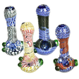 Twisted Rope Stack Spoon Pipes with Marbles in Various Colors, 3.5" Compact Borosilicate Glass, Front View