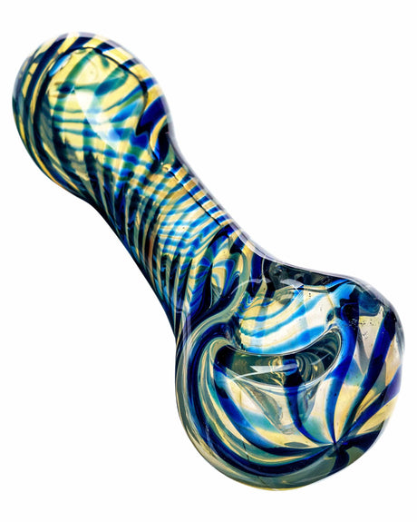 Blue and clear fumed color-changing borosilicate glass spoon pipe for dry herbs, 2mm thick
