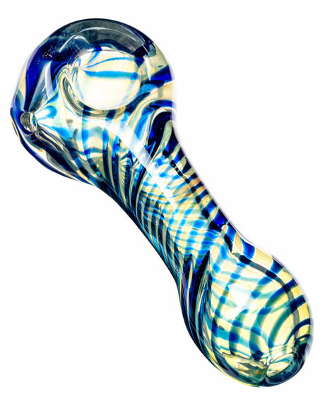 Twisted Visions Spoon Pipe, Blue and Clear Fumed Color Changing, Top View