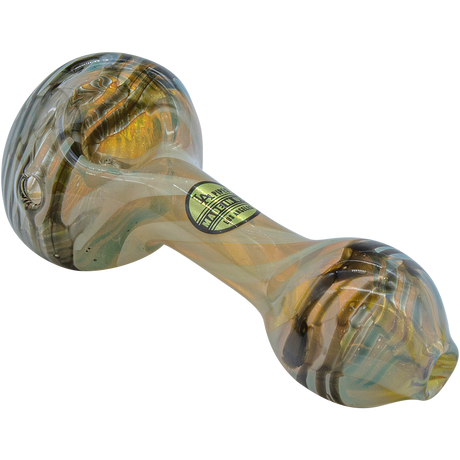 LA Pipes Twisty Cane Spoon Glass Pipe in Black, Side View on Seamless White Background