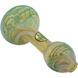 LA Pipes Twisty Cane Spoon Glass Pipe in Green, Side View, Borosilicate Glass, USA Made