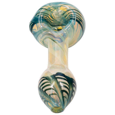 LA Pipes Twisty Cane Spoon Glass Pipe in Assorted Colors, Front View on White Background