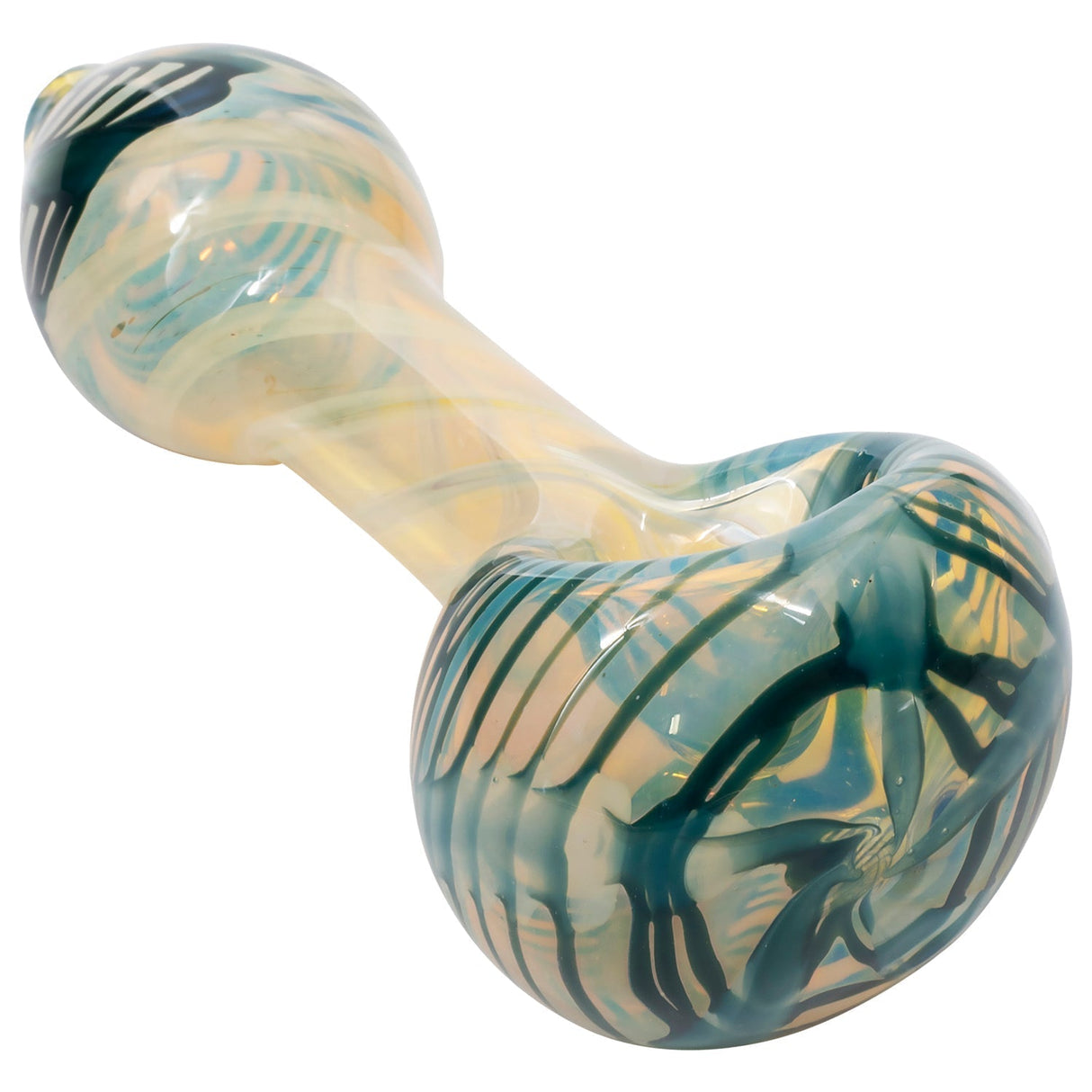 LA Pipes Twisty Cane Spoon Glass Pipe in Assorted Colors, Borosilicate, Side View
