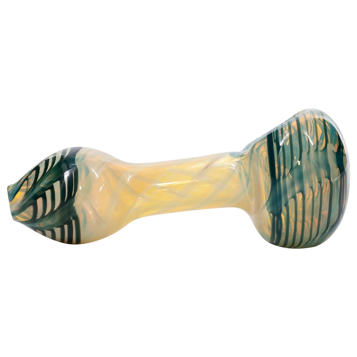 LA Pipes Twisty Cane Spoon Glass Pipe in Assorted Colors, Side View on White Background