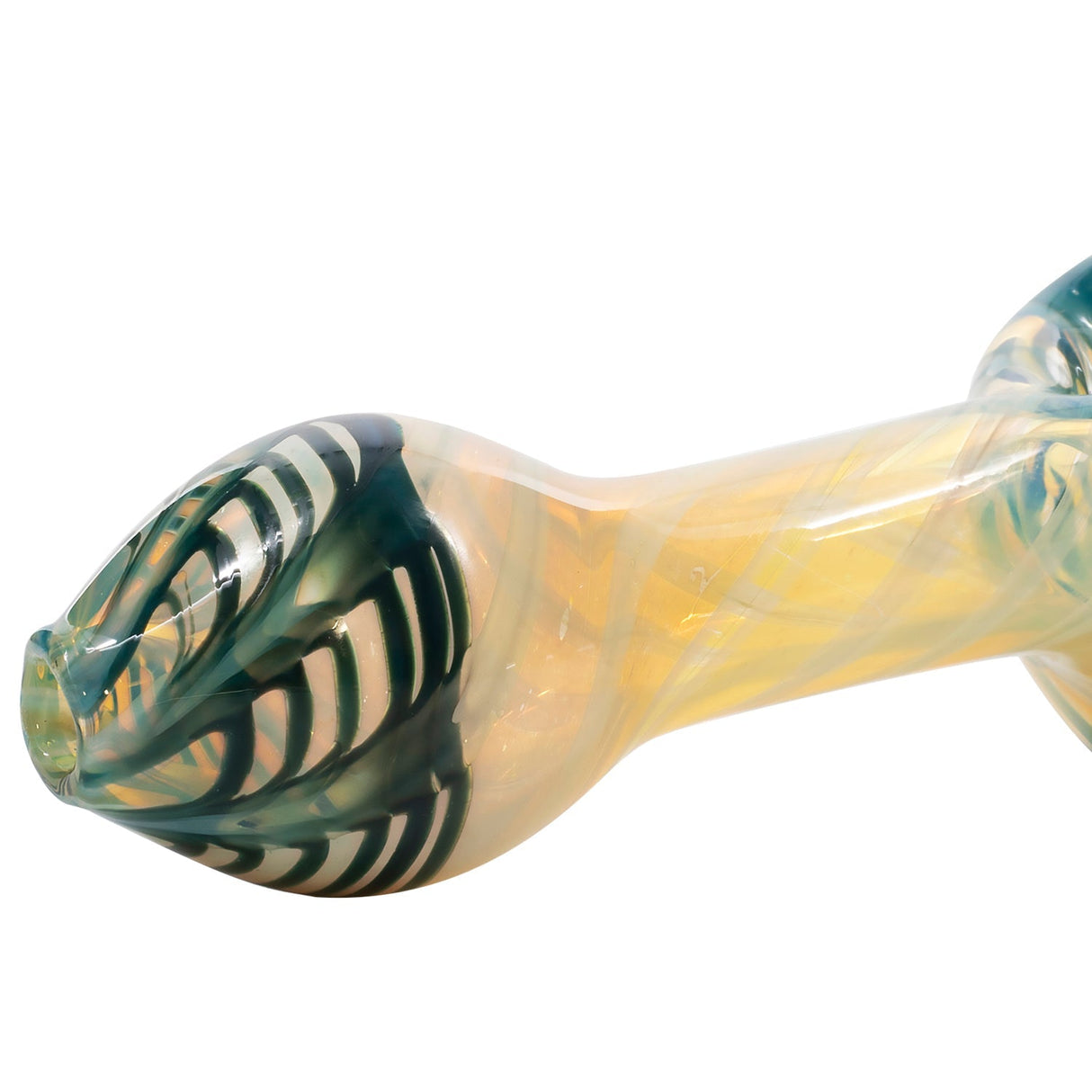 LA Pipes Twisty Cane Spoon Glass Pipe in Assorted Colors, Borosilicate, USA Made - Side View