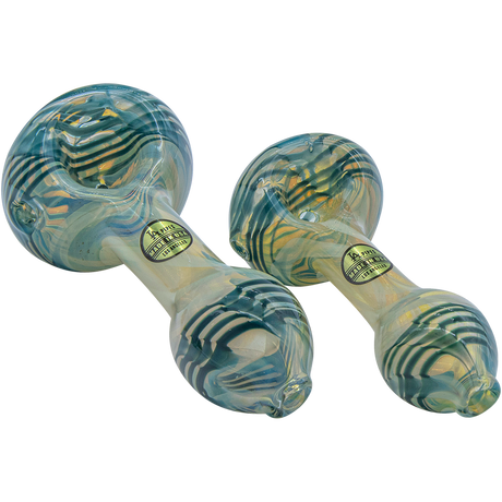 LA Pipes Twisty Cane Spoon Glass Pipes in Assorted Colors, Borosilicate, Side View