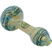 LA Pipes Twisty Cane Spoon Glass Pipe in Teal with Swirl Design, Side View on White Background