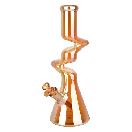 Twisty Tunnel Electroplated Glass Water Pipe | 14.75" | 14mm F | Colors Vary