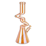 Twisty Tunnel Electroplated Glass Water Pipe | 14.75" | 14mm F | Colors Vary