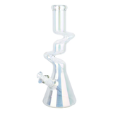 Twisty Tunnel Electroplated Glass Water Pipe | 14.75" | 14mm F | Colors Vary