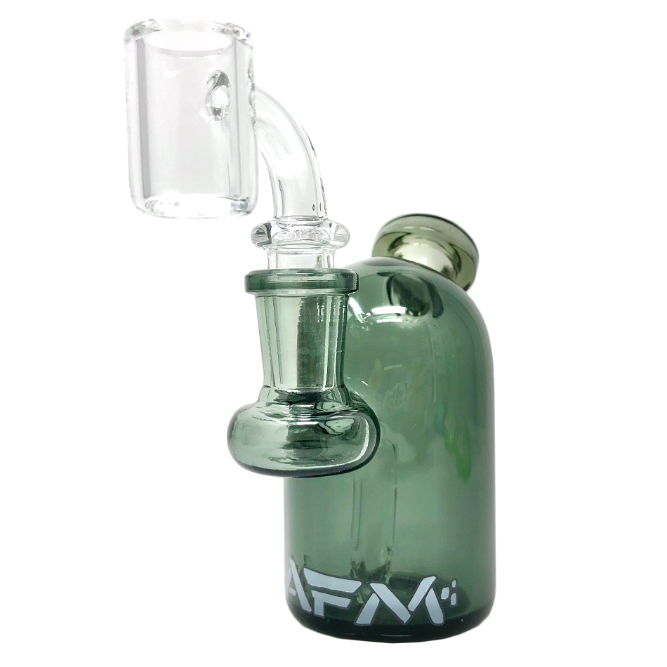 AFM 4" Bullet Mini Dab Rig with Banger, 14mm Female Joint, Borosilicate Glass, Side View