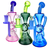 AFM Virgo Glass Recycler Dab Rigs in Pink, Green, and Blue with Showerhead Perc