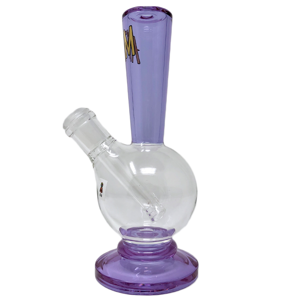 8" AFM Ball Mini Rig with Bent Neck and Purple Color Accents, Front View on White Background