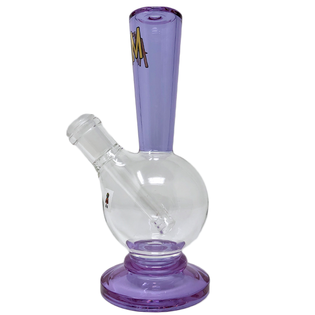 8" AFM Ball Mini Rig with Bent Neck and Purple Color Accents, Front View on White Background