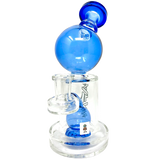 8" AFM Bubble Head Glass Dab Rig with Blue Accents and Showerhead Perc, Front View