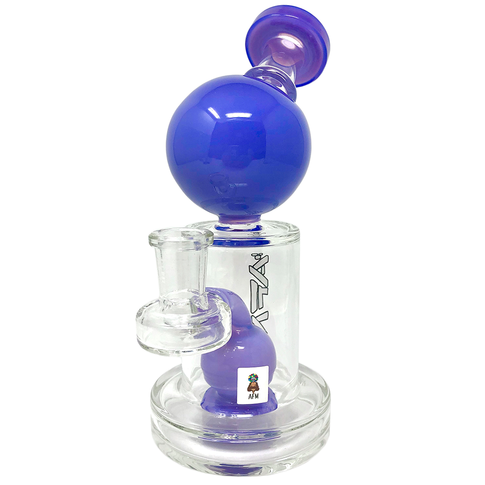 8" AFM Bubble Head Glass Dab Rig with Showerhead Perc and Bent Neck - Front View