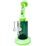 AFM 8" Power 3 Hole Perc Glass Dab Rig in Green, Borosilicate with Bent Neck and Female Joint