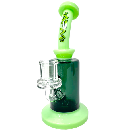 AFM 8" Power 3 Hole Perc Glass Dab Rig in Green, Borosilicate with Bent Neck and Female Joint