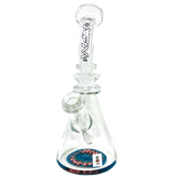 9" AFM Rastafari Clear Glass Beaker Bong with Bent Neck and 14mm Female Joint