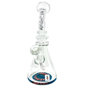 9" AFM Rastafari Clear Glass Beaker Bong with Bent Neck and 14mm Female Joint