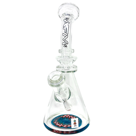 9" AFM Rastafari Clear Glass Beaker Bong with Bent Neck and 14mm Female Joint