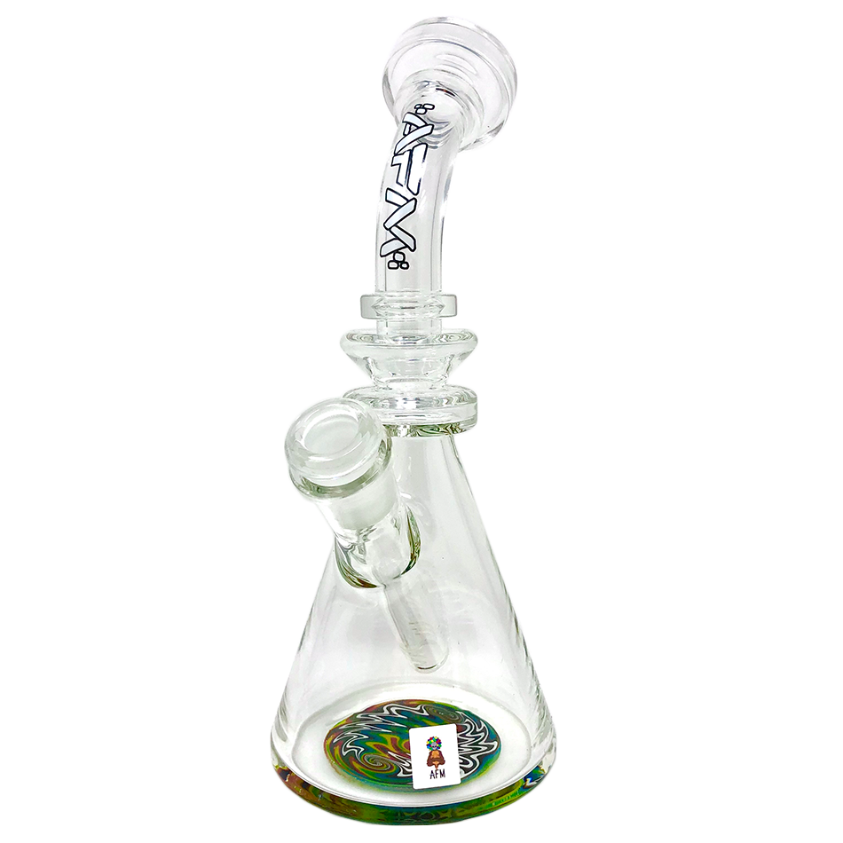 9" AFM Rastafari Clear Glass Beaker Bong with Bent Neck and Colored Accents