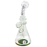 9" AFM Rastafari Clear Glass Beaker Bong with Bent Neck and Colored Accents