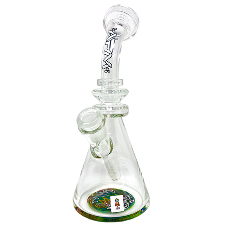 9" AFM Rastafari Clear Glass Beaker Bong with Bent Neck and Colored Accents