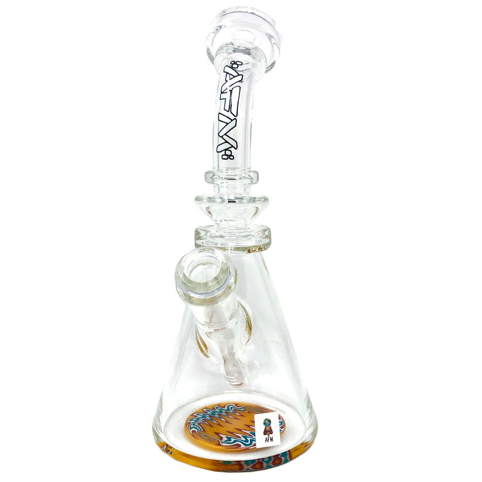 9" AFM Rastafari Clear Glass Beaker Bong with Colored Glass Accents - Front View