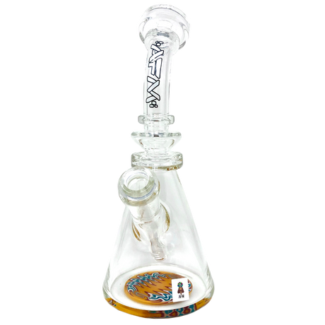 9" AFM Rastafari Clear Glass Beaker Bong with Colored Glass Accents - Front View