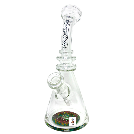 9" AFM Rastafari Beaker Bong with Bent Neck and Colored Glass Accents - Front View