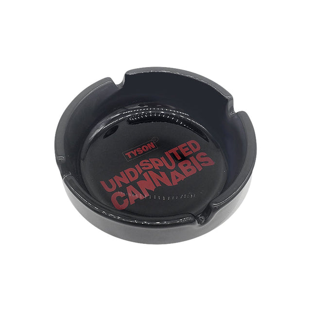 TYSON 2.0 Black Glass Ashtray - Top View with Undisputed Cannabis Design, Compact and Portable