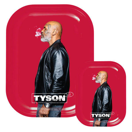TYSON 2.0 Metal Rolling Tray featuring a side profile of Mike Tyson with smoke, ideal for dry herbs