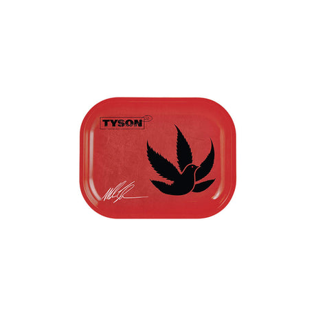 TYSON 2.0 Metal Rolling Tray in Red with Pigeon Design, Medium Size, Top View