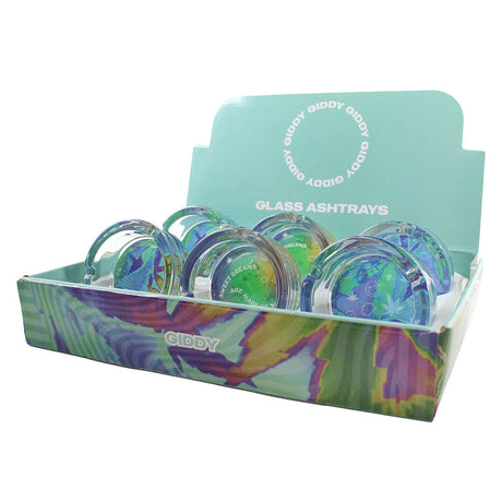 Ugly House Giddy Glass Ashtray 6pc Display with Psychedelic Rainbow Design