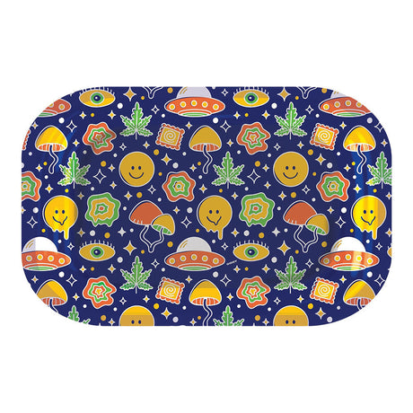 Ugly House Giddy Melted Smiley Aluminum Rolling Tray, 10.6" x 6.3", with Multicolor Novelty Design