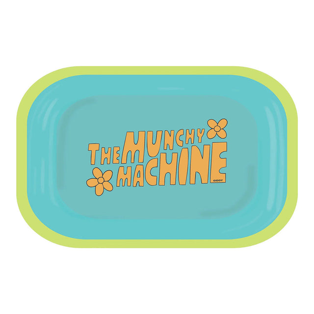 Ugly House Giddy Munchy Machine Rolling Tray in Blue, Fun Novelty Design, 10.6" x 6.3" Top View