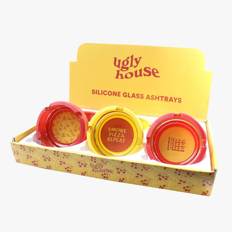 Ugly House Silicone & Glass Ashtrays 4" Munchies Pack of 6 in Display Box
