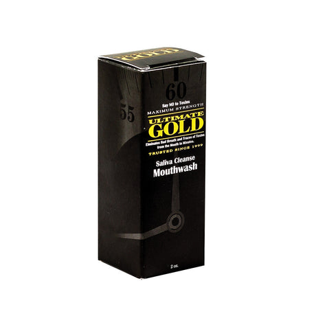 Ultimate Gold Saliva Cleanse Mouthwash 2oz box front view on white background
