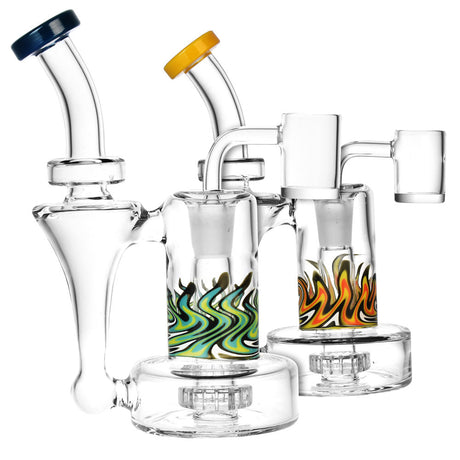Up In Smoke Wig Wag Recycler Dab Rig with Showerhead Percolator, 14mm Female Joint, Side View