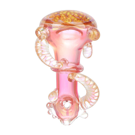 Utopian Honeycomb Hand Pipe in Pink - 4.5" Heady Borosilicate Glass Spoon Pipe Front View